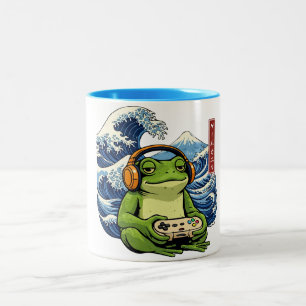 Japanischer Gamer-Frosch — Vintage Japanischer Gam Zweifarbige Tasse