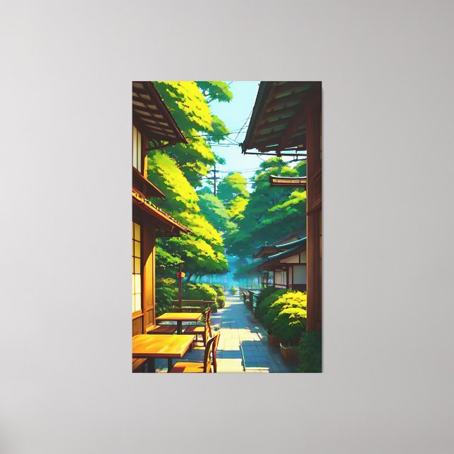 Japanischer Garten Außencafé Leinwanddruck (Vorderseite)