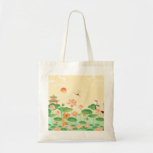 Japanischer Garten Koi-Teich und Seerosen Kunst Tragetasche