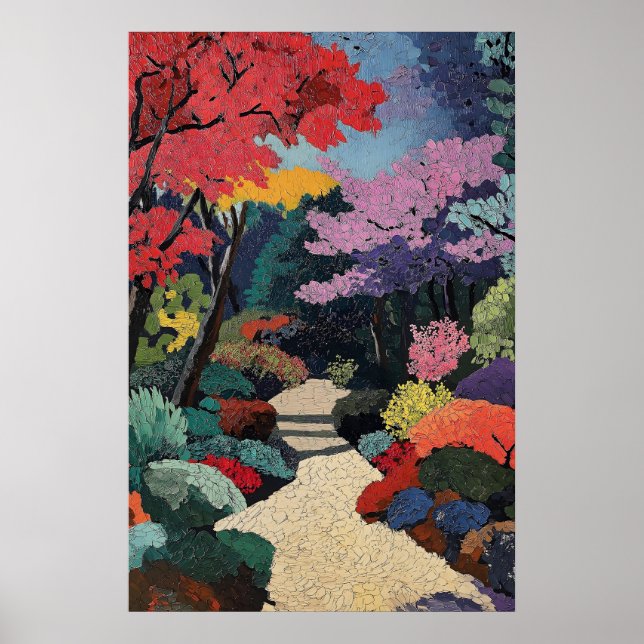 Japanischer Garten Kunstprint Vibranter Impression Poster (Vorne)