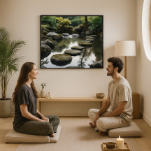 Japanischer Garten mit Steinen, Wasser und Pflanze