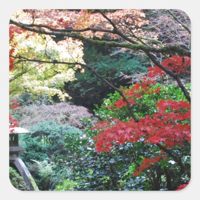 Japanischer Garten Quadratischer Aufkleber (Vorderseite)