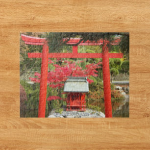 Japanischer Garten Rote Torii Tor und Schrein Foto Puzzle