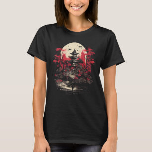 Japanischer Garten Sonnenuntergang Brücke Kran Nat T-Shirt