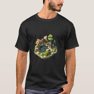 Japanischer Garten Teich Schrein isometrisch Insel T-Shirt