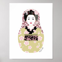 Japanischer Geisha-Matroschka-Plakat