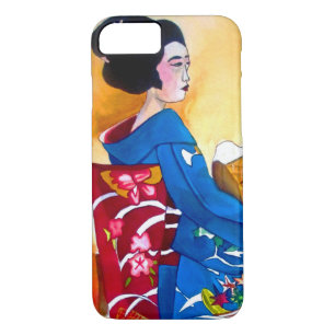 Japanischer Geisha mit blauem Kimono Case-Mate iPhone Hülle