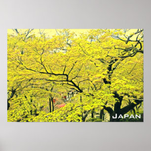 Japanischer Gelbgingko-Baumreise-Druck Poster