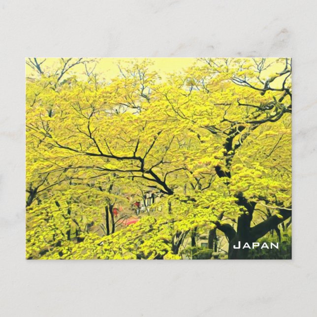 Japanischer Gelbgingko-Baumreise-Druck Postkarte (Vorderseite)