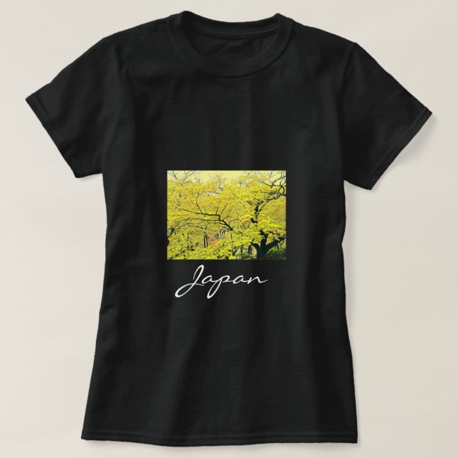 Japanischer Gelbgingko-Baumreise-Druck T-Shirt (Design vorne)