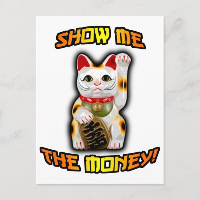 JAPANISCHER Geld CAT Maneki Neko Postkarte (Vorderseite)
