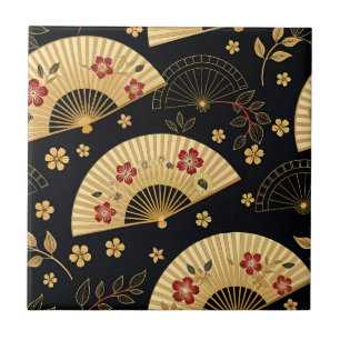 Japanischer Goldfächer-Sakura-Muster Fliese