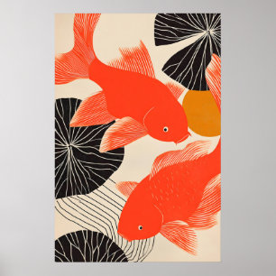 Japanischer Goldfisch-Kunstprint Moderne Ukiyo-e Z Poster
