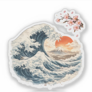 Japanischer Great Wave Kirschblüten-Vinyl-Aufklebe Aufkleber
