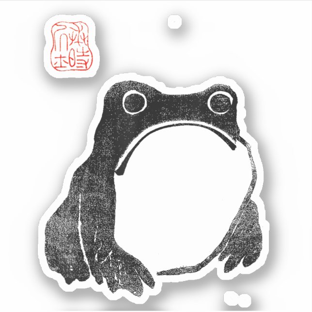 Japanischer Grumpy Frosch Toad Unbeeindrucktes Tie Aufkleber (Vorderseite)