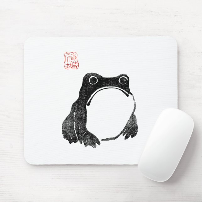 Japanischer Grumpy Frosch Toad Unbeeindrucktes Tie Mousepad (Mit Mouse)