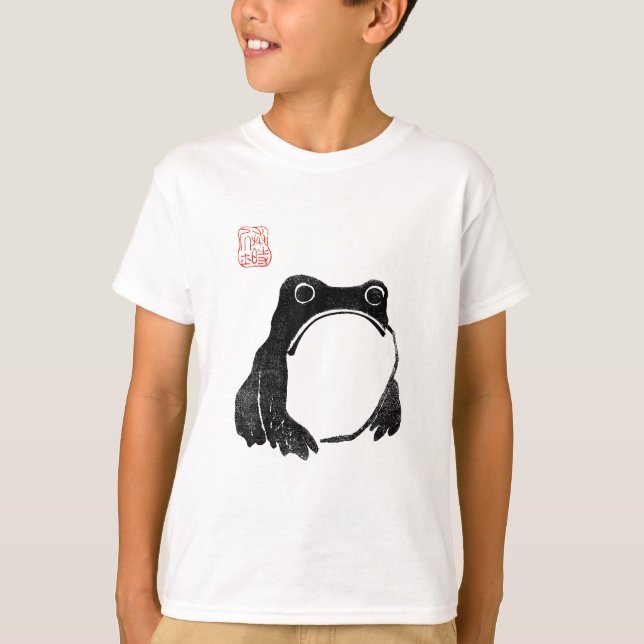 Japanischer Grumpy Frosch Toad Unbeeindrucktes Tie T-Shirt (Vorderseite)
