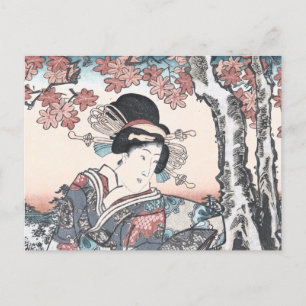 Japanischer Herbst Ukiyo-e Momijigari no himegimi Postkarte