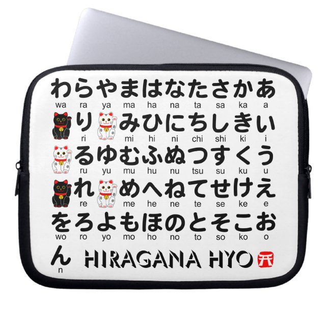 Japanischer Hiragana-Tisch (Lucky Cat) Laptopschutzhülle (Vorderseite)