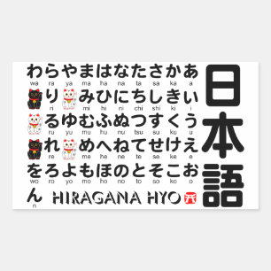 Japanischer Hiragana-Tisch (Lucky Cat) Rechteckiger Aufkleber