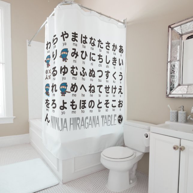 Japanischer Hiragana-Tisch (Ninja Boy) Duschvorhang (Beispiel)