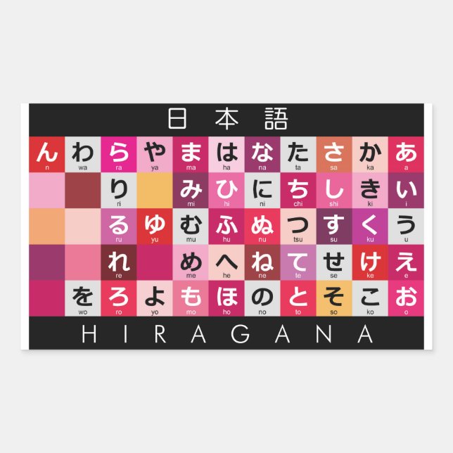 Japanischer Hiragana-Tisch Rechteckiger Aufkleber (Vorderseite)