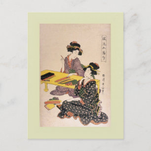 Japanischer Holzblock Postkarte
