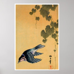 Japanischer Holzschnitt Vogel Kunst Asiatisch Vint Poster