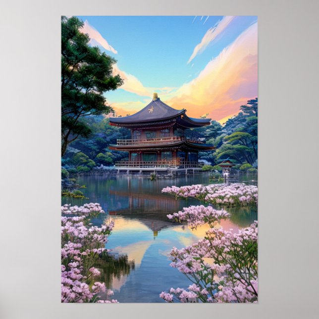 Japanischer Holztempel Poster (Vorne)