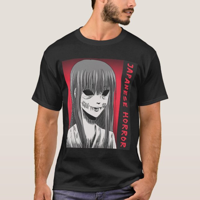 japanischer Horror Anime Stitched Mouth T-Shirt (Vorderseite)
