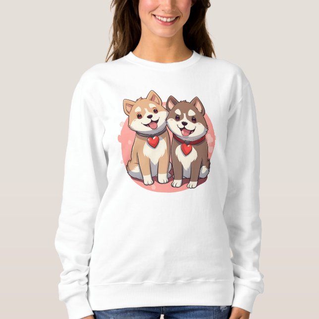 Japanischer Hundekuchen mit Herz Sweatshirt (Vorderseite)