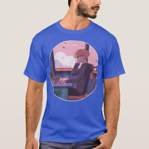 Japanischer Junge studiert Anime Manga Graphic Art T-Shirt
