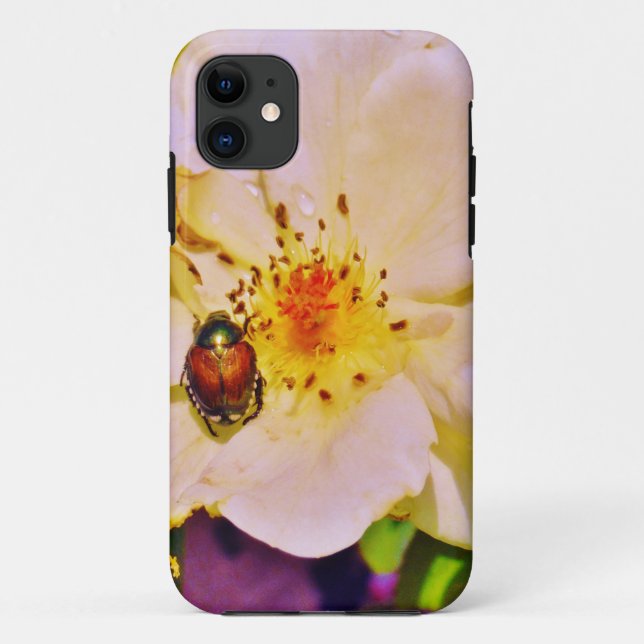 Japanischer Käfer auf White Rose Case-Mate iPhone Hülle (Rückseite)