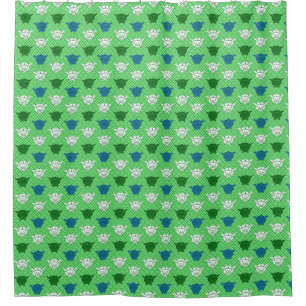Japanischer Kaninchenprint, grün, blau und weiß Duschvorhang