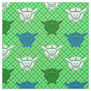 Japanischer Kaninchenprint, grün, blau und weiß Stoff