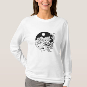 Japanischer Karpfen Koi mit Yin & Yang Hintergrund T-Shirt
