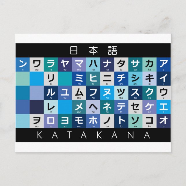 Japanischer Katakana-Tisch Postkarte (Vorderseite)