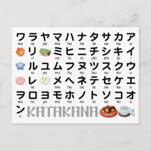 Japanischer Katakana-Tisch (Wagashi) Postkarte