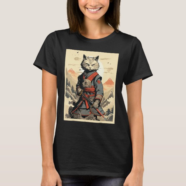 Japanischer Katzenkrieger T-Shirt (Vorderseite)