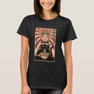 Japanischer Kawaii-Alien-Anime-Katze Lustige Ramen T-Shirt