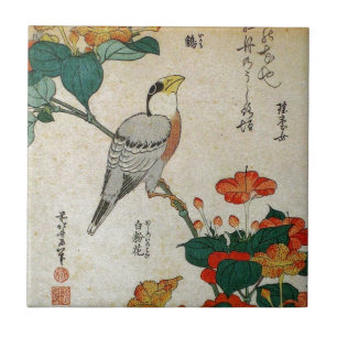 Japanischer Kernbeißer und Mirabilis Jalapa (Hokus Fliese