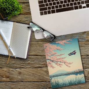 Japanischer Kirschblüten-Doppeldecker-Flugzeug-Luf Feiertagspostkarte