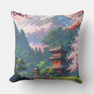 Japanischer Kirschblüten-Mount-Fuji-Landschaft-Wur Kissen