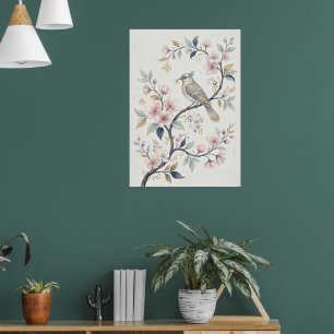 Japanischer Kirschblüten-Vogel-Kunstprint Bota Poster