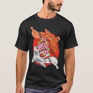 Japanischer Kirschblütenbaum Koi-Fisch Yin Yang T-Shirt