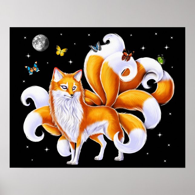 Japanischer Kitsune Fox Poster (Vorne)