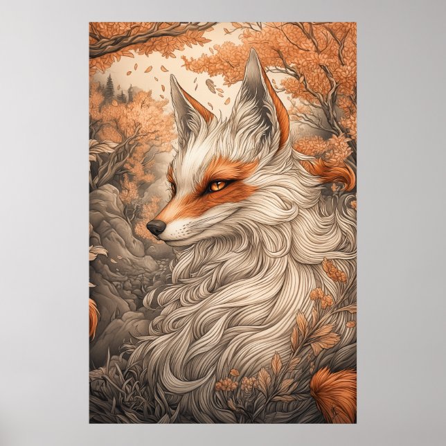 Japanischer Kitsune-Fuchs Poster (Vorne)