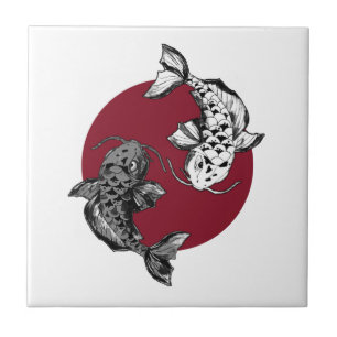 Japanischer Koi Carp Circle Red Fliese