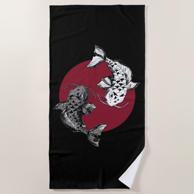 Japanischer Koi Carp Circle Strandtuch (Vorderseite)