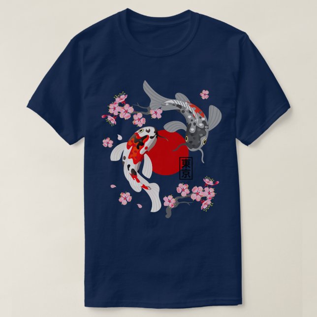 Japanischer Koi Carp Fisch Sakura Nishikigoi Fisch T-Shirt (Design vorne)